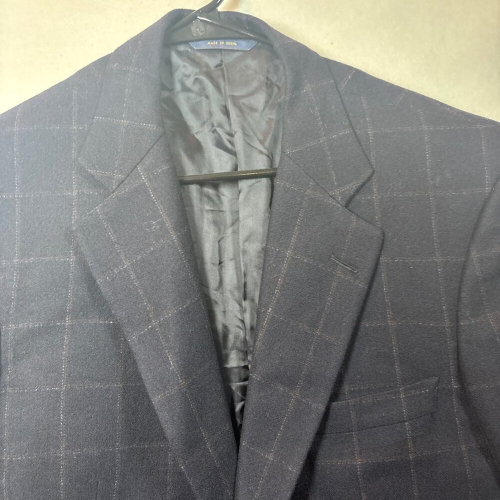 Brooks Brothers Madision 1818 Navy Blue Checked Pattern Mens Blazer  2 Button 42